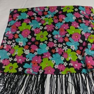 Flowers and Fringe shawl scarf